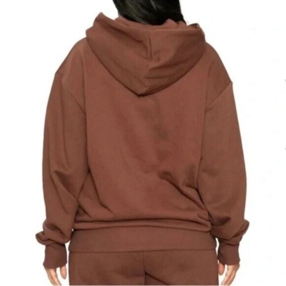 NWT Naked Wardrobe Keep It Chill Hooded Sweatshirt XS Chocolate Oversized Terry - Picture 2 of 11